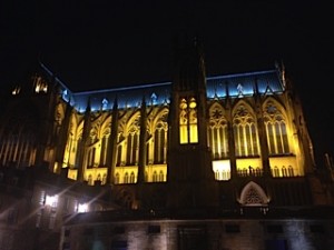 la cathédrale de Metz, de nuit.